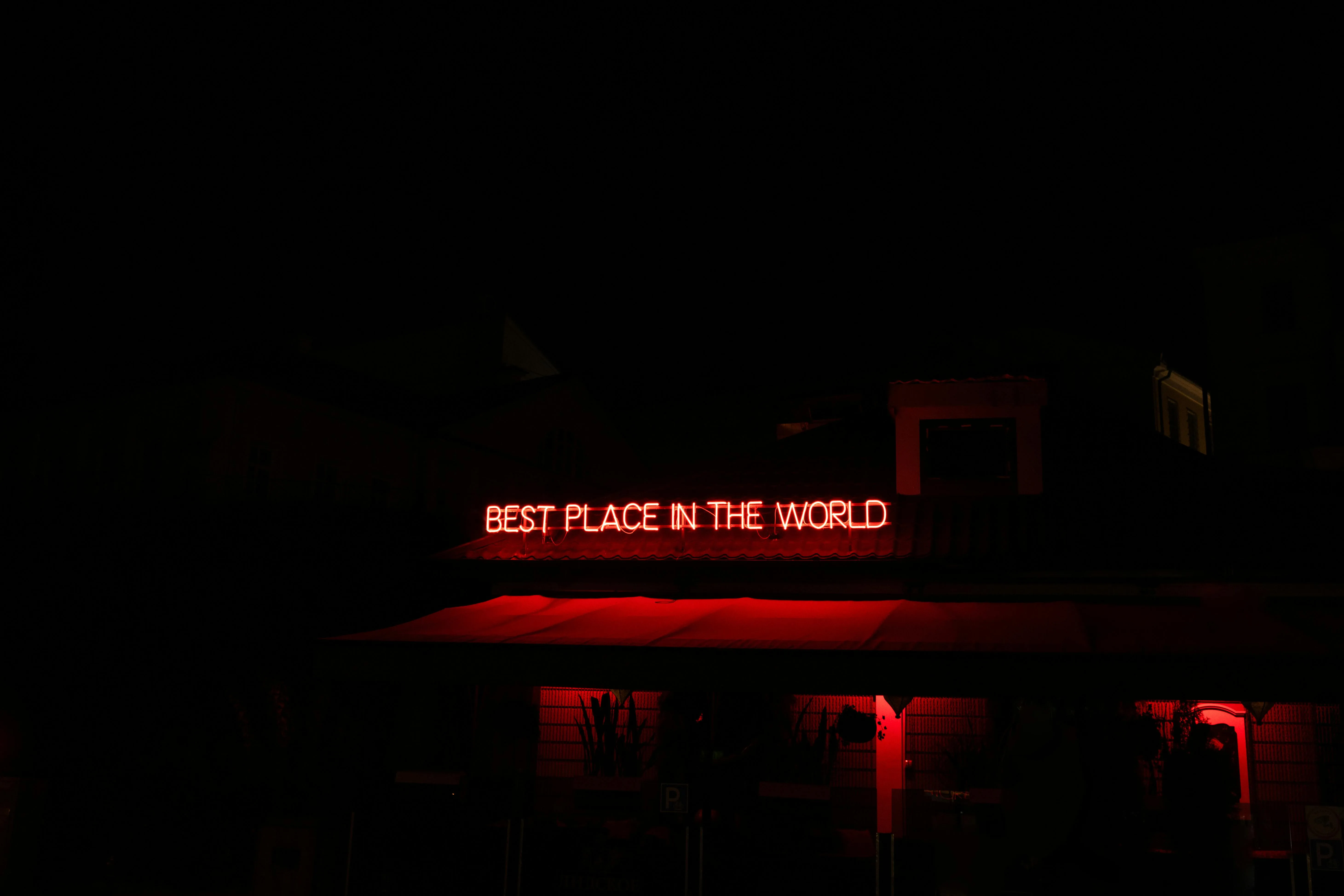 A neon sign that says Best Place In The World