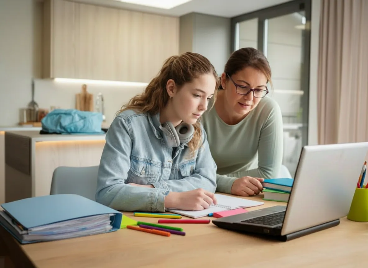 Parent and student learning together